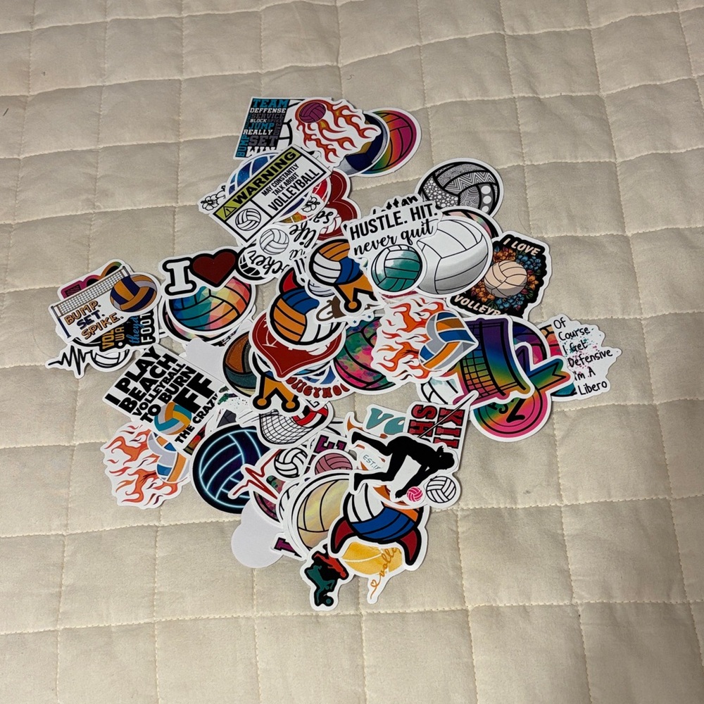 Colorful Volleyball Stickers Set